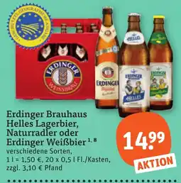 tegut Erdinger Brauhaus Helles Lagerbier, Naturradler oder Erdinger Weissbier Angebot