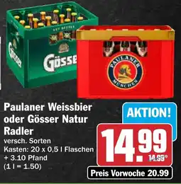 HIT Paulaner Weissbier oder Gösse Natur Radler Angebot