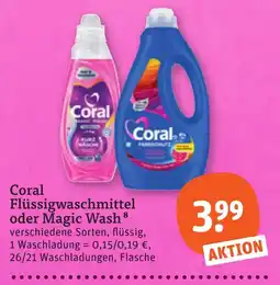 tegut Coral Flüssigwaschmittel oder Magic Wash Angebot