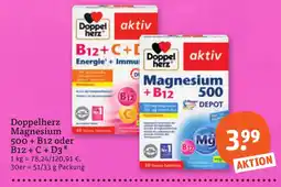 tegut Doppelherz Magnesium 500 + B12 oder B12 + C + D3 Angebot