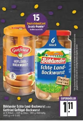 Edeka Gutfried Böklunder Echte Land-bockwurst Oder Geflügel-bockwurst Angebot