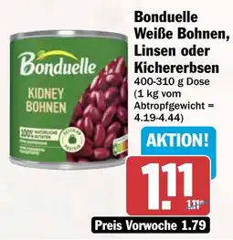 AEZ Bonduelle Weisse Bohnen, Linsen oder Kichererbsen Angebot