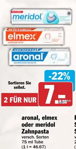 AEZ aronal, elmex oder meridol Zahnpasta Angebot