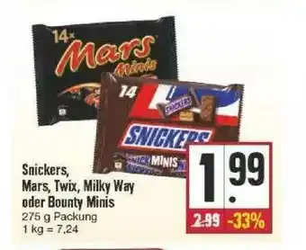 Edeka Snickers, Mars, Twix, Milky Way Oder Bounty Minis Angebot