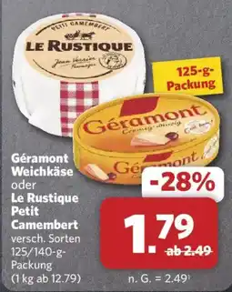Combi Géramont Weichkäse oder Le Rustique Petit Camembert Angebot