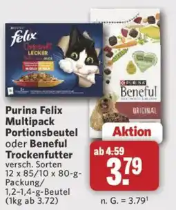 Combi Purina Felix Multipack Portionsbeutel oder Beneful Trockenfutter Angebot