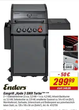 toom Baumarkt Enders Gasgrill „Hyde 3 SIKR Turbo“ Angebot