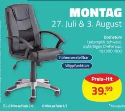 ROLLER Drehstuhl Lederoptik schwarz, alufarbiges Drehkreuz Angebot