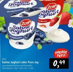KONSUM Zott Sahne Joghurt oder Pure Joy Angebot