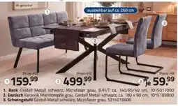 ROLLER Bank Gestell Metall schwarz, Microfaser grau Angebot