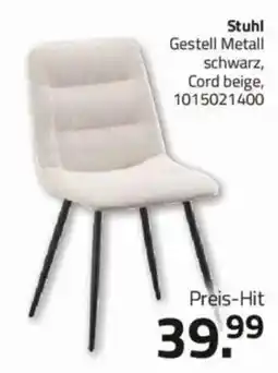 ROLLER Stuhl Gestell Metall schwarz, Cord beige Angebot