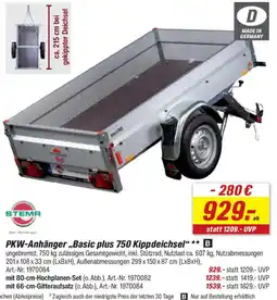toom Baumarkt PKW-Anhänger „Basic plus 750 Kippdeichsel“ Angebot