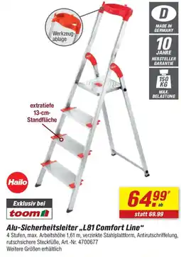 toom Baumarkt Hailo Alu-Sicherheitsleiter „L81 Comfort Line“ Angebot