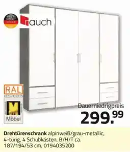 ROLLER Drehtürenschrank alpinweiß/grau-metallic Angebot