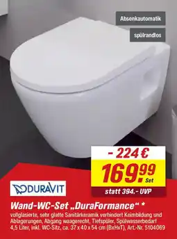 toom Baumarkt Wand-WC-Set „DuraFormance“ DURAVIT Angebot