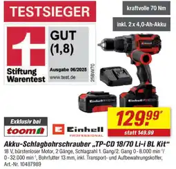 toom Baumarkt Einhell Akku-Schlagbohrschrauber „TP-CD 18/70 Li-i BL Kit“ Angebot