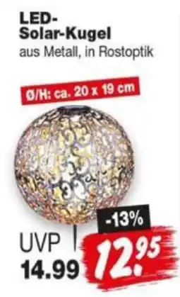 Repo Markt LED-Solar-Kugel aus Metall, in Rostoptik Angebot