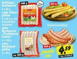 Repo Markt Geflügelbratwurst oder Käsegriller oder Bratwurst Traditionsroster Angebot