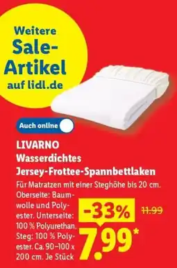 Lidl LIVARNO Wasserdichtes Jersey-Frottee-Spannbettlaken Angebot