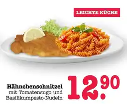 Scheck-in-Center Hähnchenschnitzel mit Tomatensugo und Basilikumpesto-Nudeln Angebot