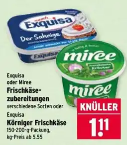 Wasgau Exquisa oder Miree Frischkäsezubereitungen Angebot