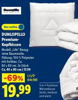 Lidl DUNLOPILLO Premium Kopfkissen Angebot