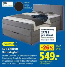 Lidl SUN GARDEN Boxspringbett Angebot