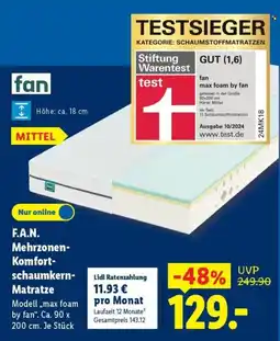 Lidl F.A.N. Mehrzonen-Komfort-schaumkern-Matratze Angebot