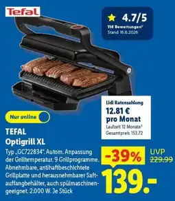 Lidl TEFAL Optigrill XL Angebot