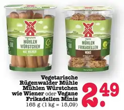 Scheck-in-Center Vegetarische Rügenwalder Mühle Mühlen Würstchen wie Wiener oder Vegane Frikadellen Minis Angebot