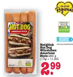 Scheck-in-Center Hofglück Hot Dog Würstchen American Style Angebot