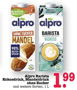 Scheck-in-Center Alpro Barista Kokosdrink, Mandeldrink ohne Zucker Angebot