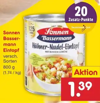 Netto Marken-Discount Sonnen Bassermann Eintopf 800g Angebot