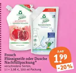 tegut Frosch flüssigseife oder dusche nachfüllpackung Angebot