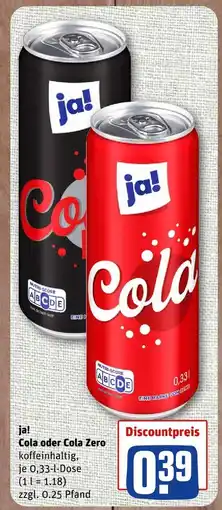 nahkauf Ja! cola oder cola zero Angebot
