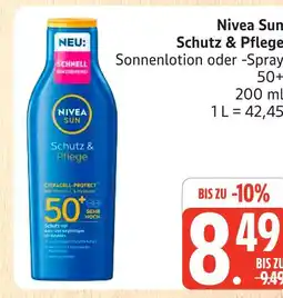 Marktkauf Nivea sun schutz & pflege sonnenlotion oder -spray 50+ Angebot
