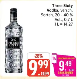 Marktkauf Three sixty vodka Angebot