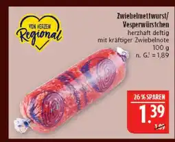 Marktkauf Von herzen regional zwiebelmettwurst/ vesperwürstchen Angebot