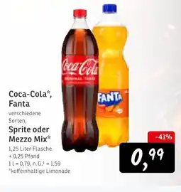 KONSUM Coca-cola, fanta, sprite oder mezzo mix erfrischungsgetränk Angebot