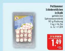 Marktkauf Püttkammer schinkenröllchen in aspik gefüllt mit sahnemeerrettich Angebot