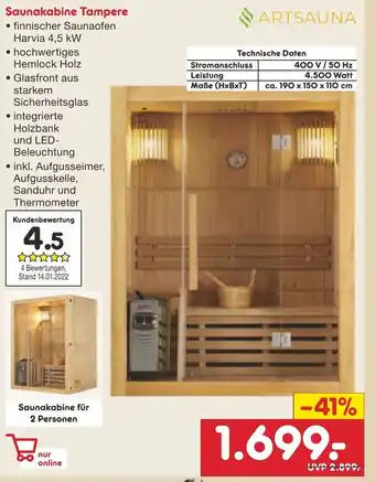 Netto Marken-Discount Artsauna Saunkabine Tampere Angebot