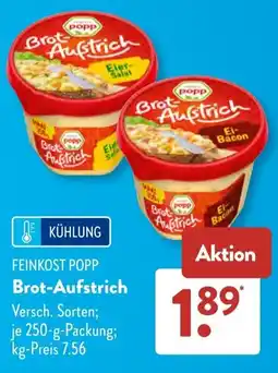 Aldi Süd FEINKOST POPP Brot-Aufstrich Angebot