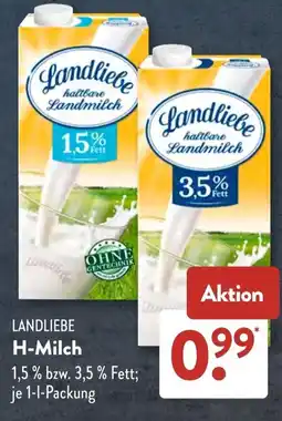 Aldi Süd LANDLIEBE H-Milch Angebot