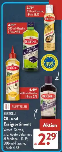 Aldi Süd BERTOLLI Öl- und Essigsortiment Angebot