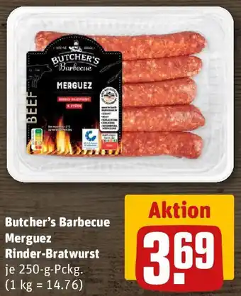 REWE Butcher's Barbecue Merguez Rinder-Bratwurst Angebot