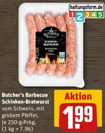 REWE Butcher's Barbecue Schinken-Bratwurst Angebot