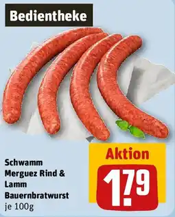REWE Schwamm Merguez Rind & Lamm Bauernbratwurst Angebot