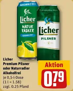 REWE Licher Premium Pilsner oder Naturradler Alkoholfrei Angebot