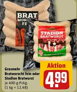 REWE Grasmehr Bratworscht fein oder Stadion Bratwurst Angebot