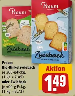 REWE Praum Bio-Dinkelzwieback oder Zwieback Angebot
